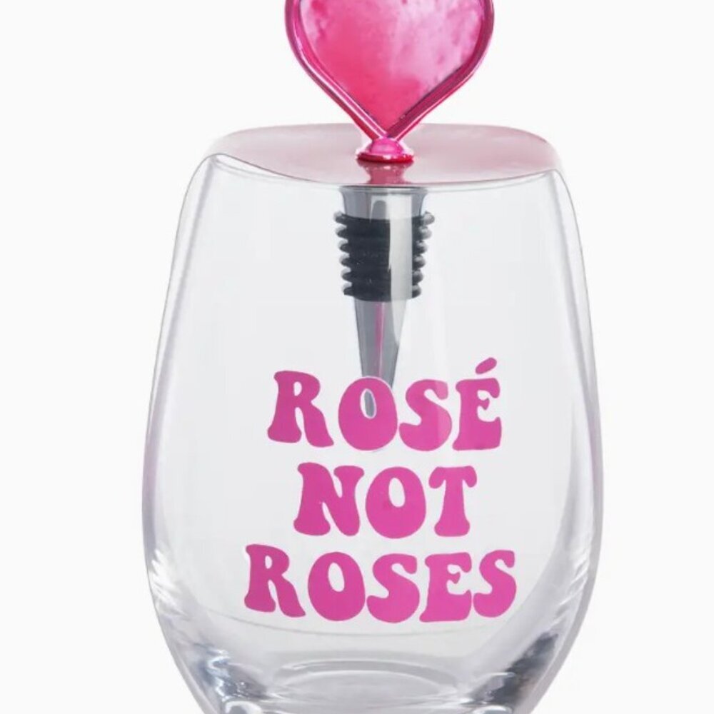 Rose Not Roses Wine Glass with Stopper